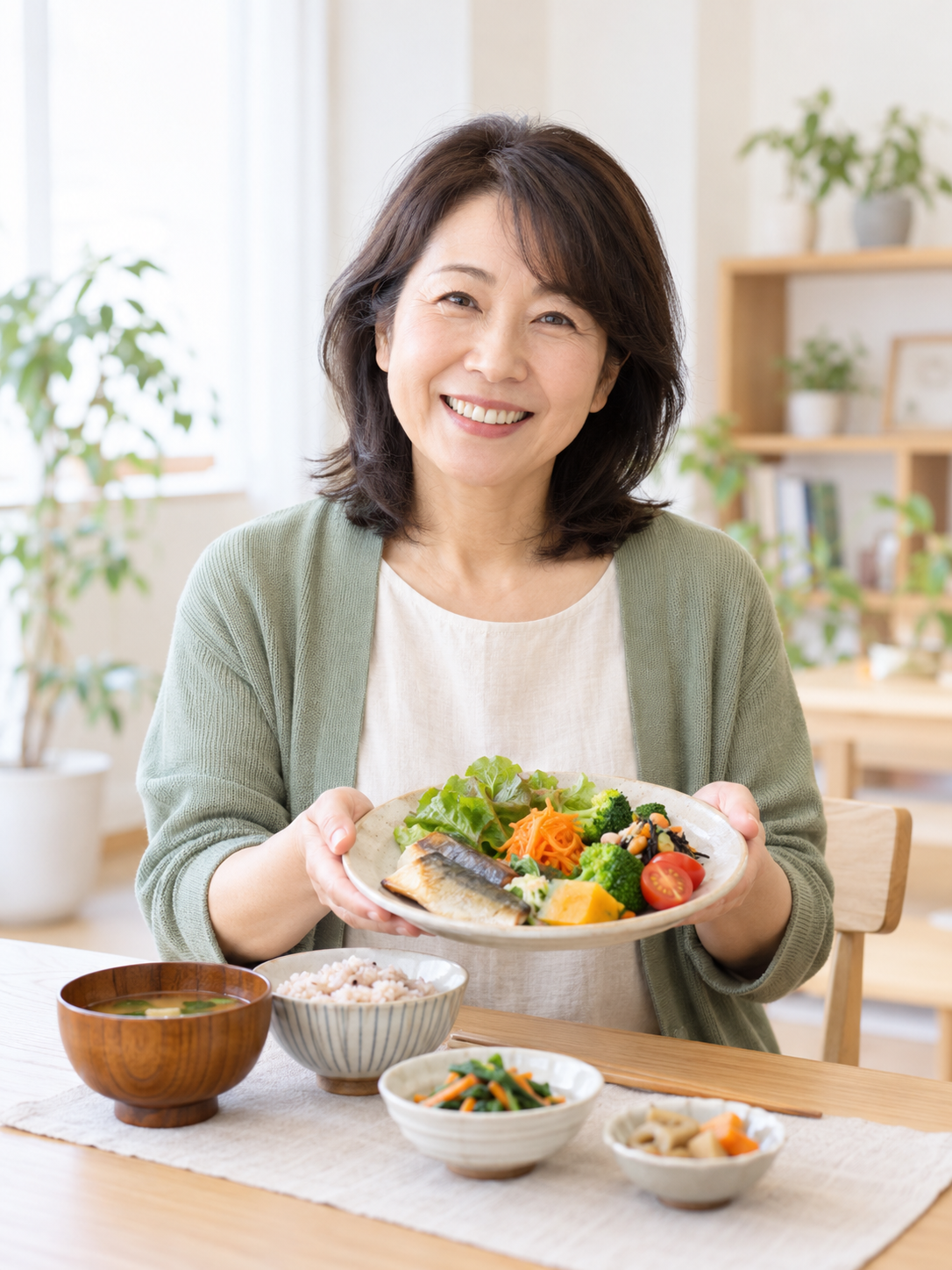 食事の選び方を紹介する、笑顔の講師